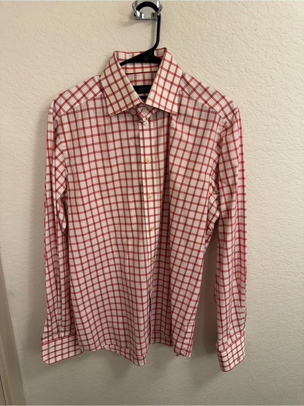 Eton Red and White Check Dress Shirt
